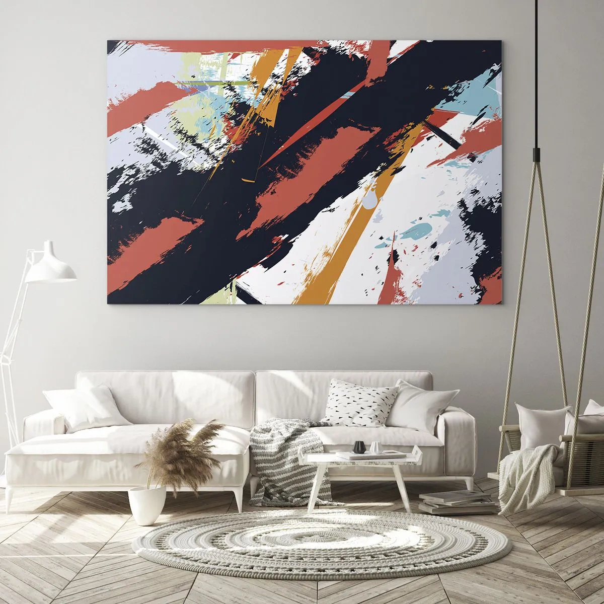 Schilderen op glas - Dynamische compositie - 100x70 cm