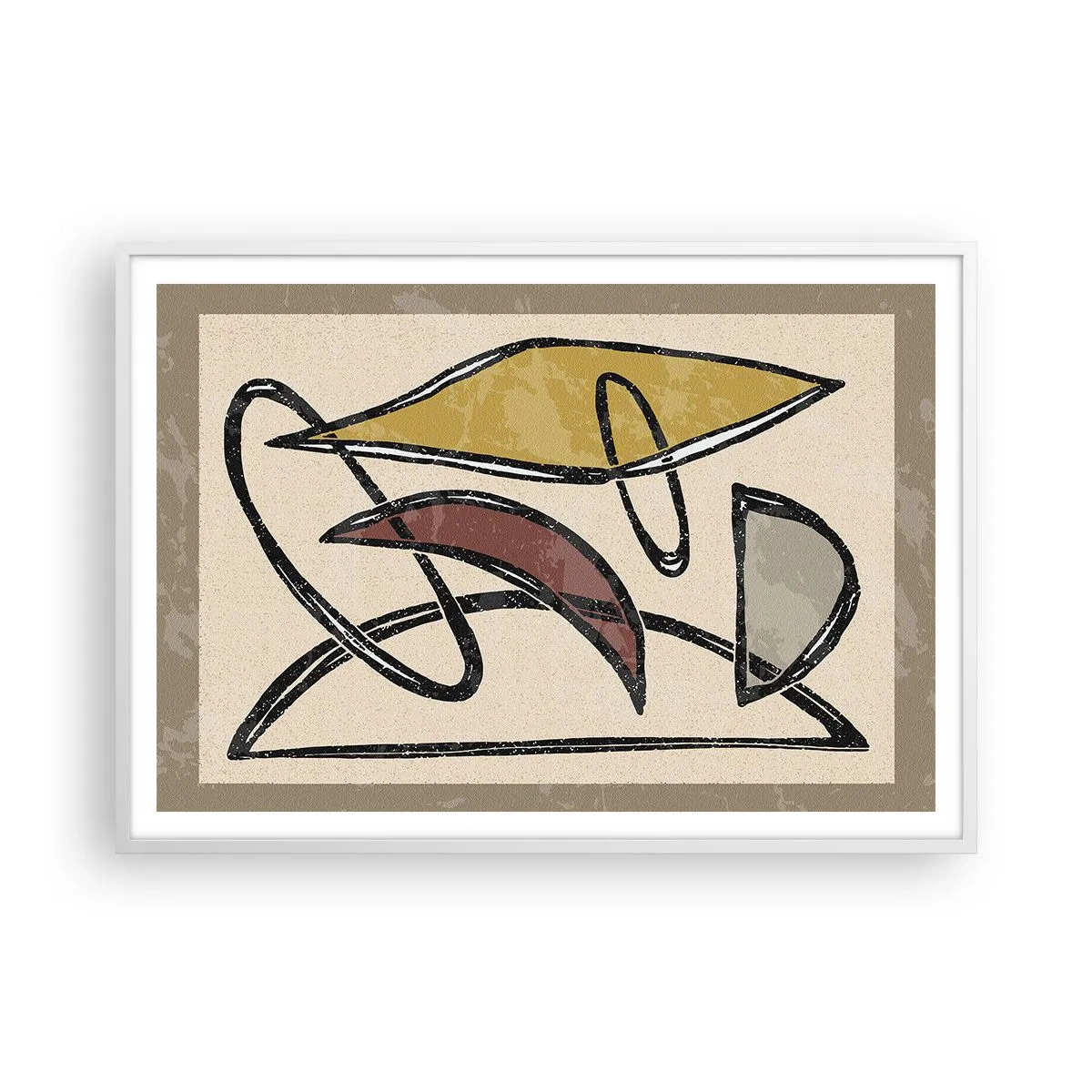 Poster in een witte lijst - Verticale en horizontale lijnen - 100x70 cm