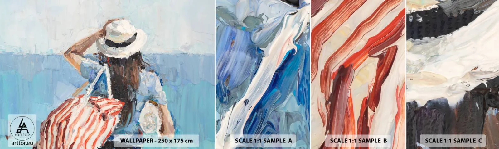 Fotobehang Monster Zelfklevend Deluxe Sticker - Welkom bij je vakantie - Strand, Vrouw, Nautisch - 100x30 cm