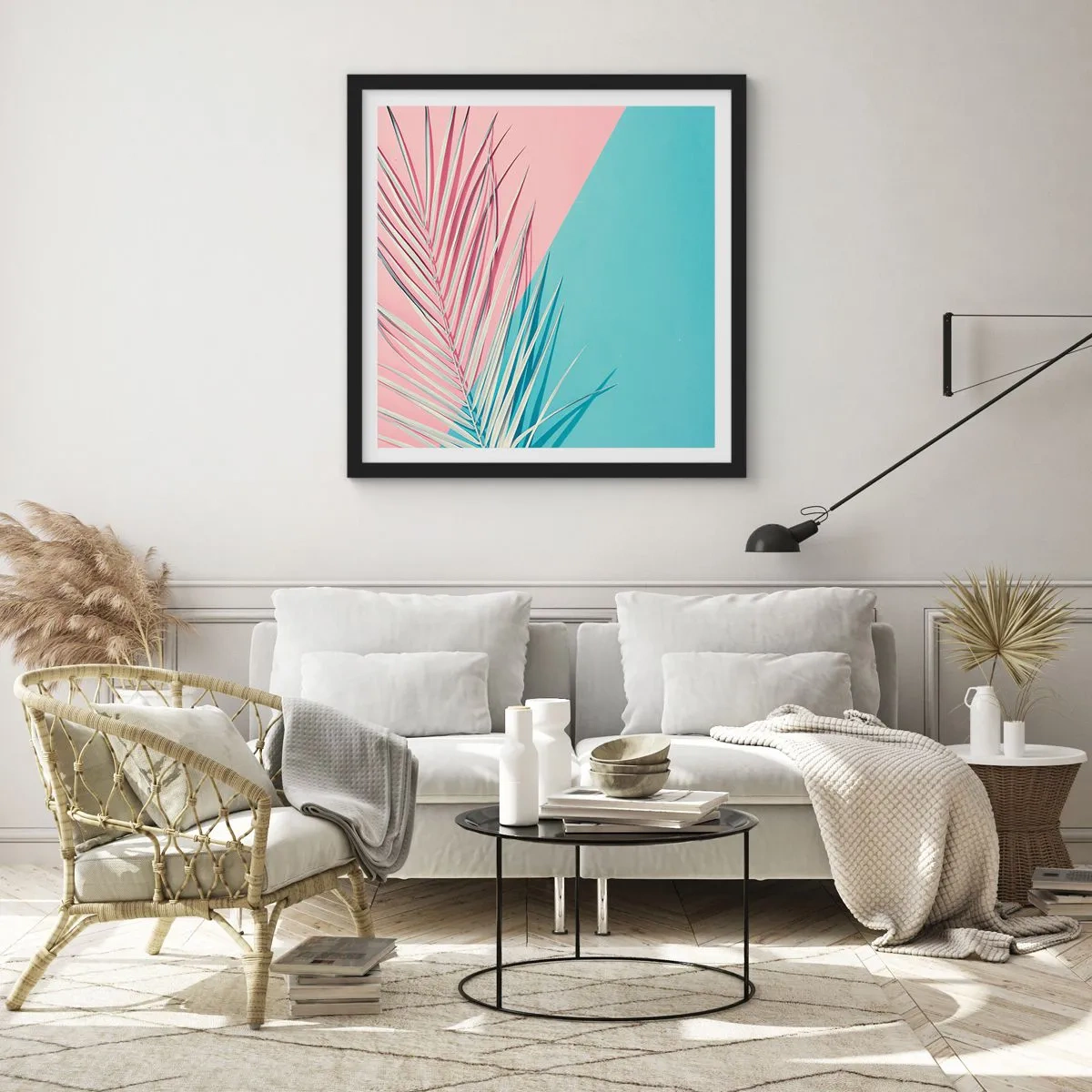 Poster in een zwarte lijst - Tropische impressie - 40x40 cm
