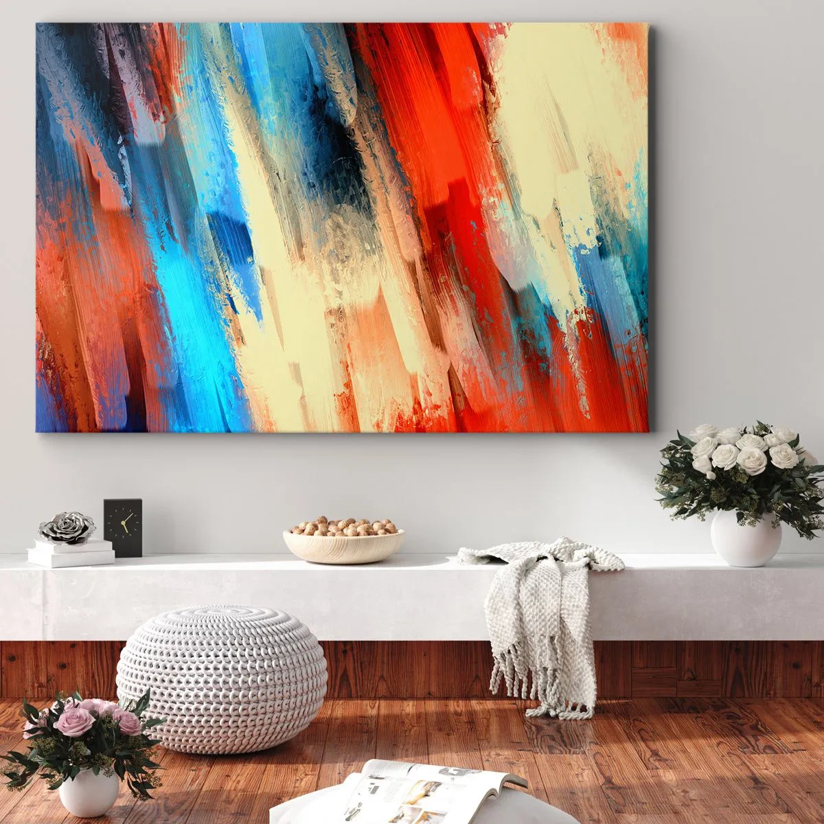 Schilderen op canvas - Een cascade van kleuren - 100x70 cm