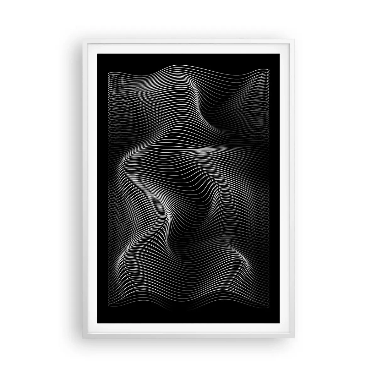 Poster in een witte lijst - Dans van licht in de ruimte - 70x100 cm