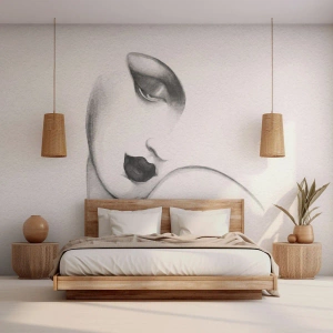 Fotobehang Premium Canvas - In de stijl van Łempicka - Portret van een vrouw, Het gezicht van de vrouw, Deel - 100x70 cm
