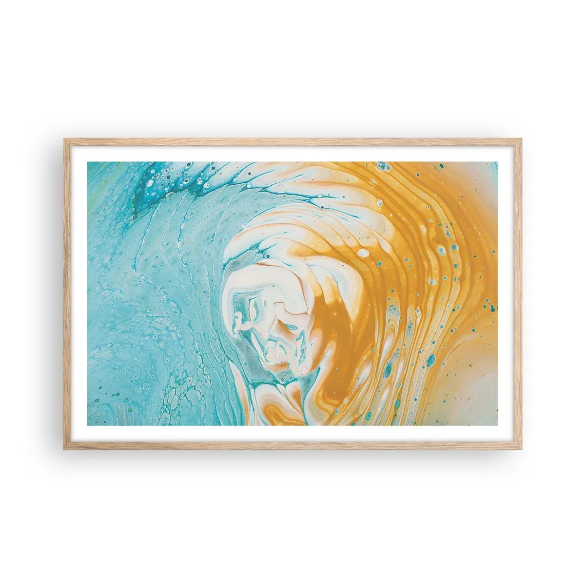 Een poster in een licht eiken lijst - Pastel werveling - 91x61 cm