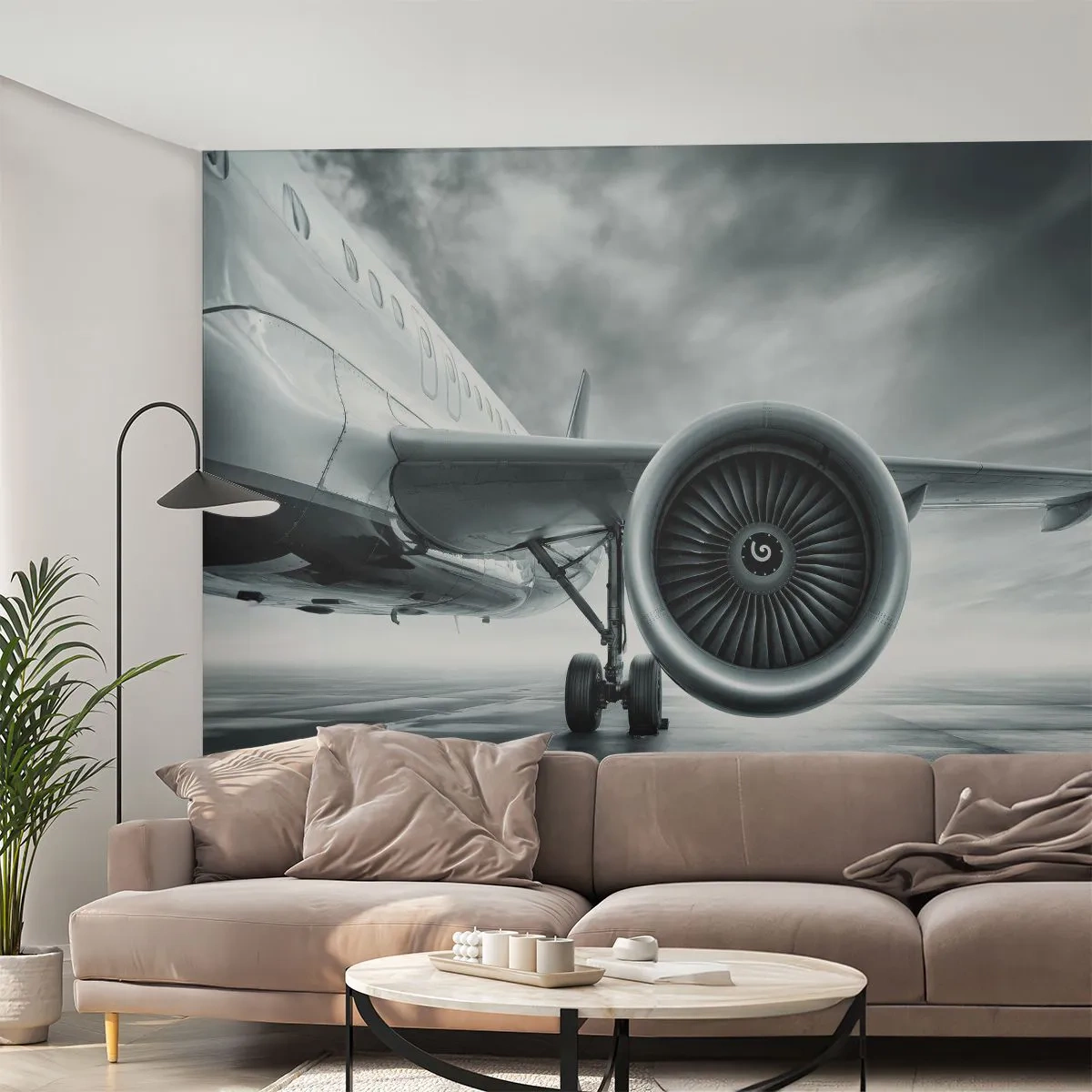Zelfklevend Fotobehang Deluxe Sticker - Er is kracht! - Vliegtuig, Reis, Bedrijf - 250x175 cm