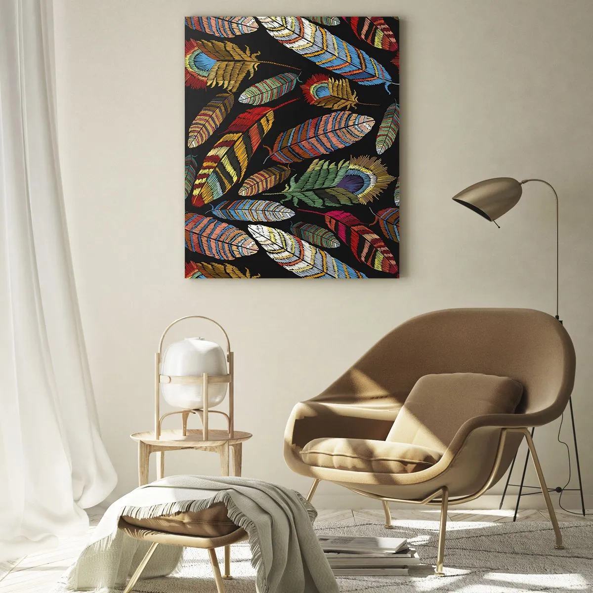 Schilderen op glas - Het vogelcarnaval - 80x120 cm