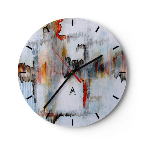 Wandklok - Klok - Een abstracte compositie in felle kleuren met intense accenten. - 30x30cm - Een stok op het water - Moderne wanddecoratie voor woonkamer, keuken en slaapkamer ARTTOR