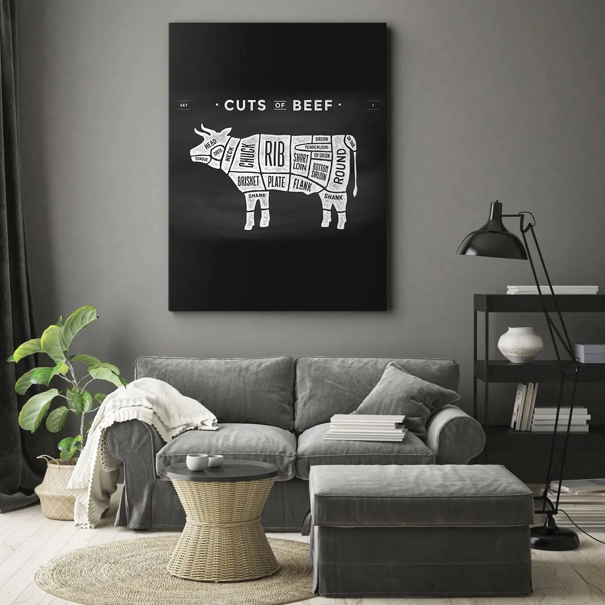 Schilderen op canvas - Slagers ABC - 65x120 cm