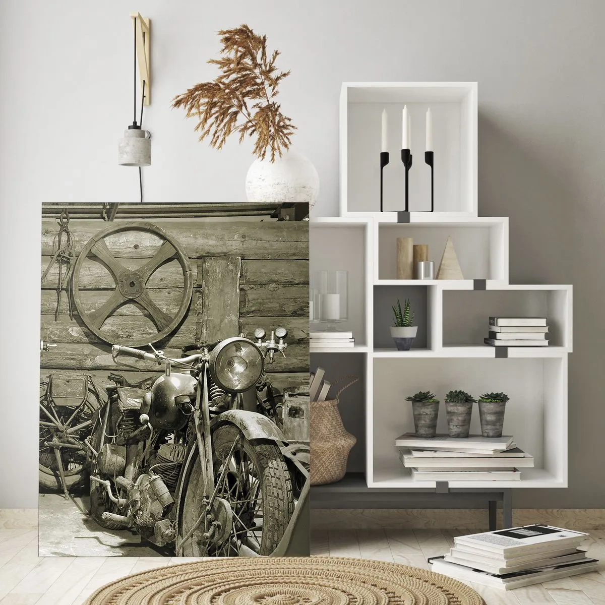 Schilderen op glas - In de schuur van oom Władek - 50x70 cm