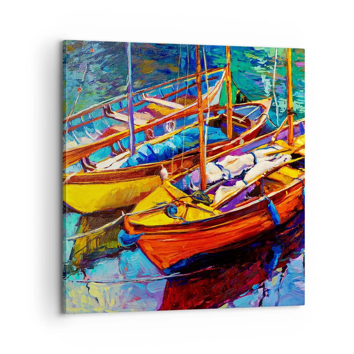 Schilderen op canvas - Op water vol met kleuren - 60x60 cm