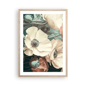 Een poster in een licht eiken lijst - Het gefluister van klaprozen - 50x70 cm