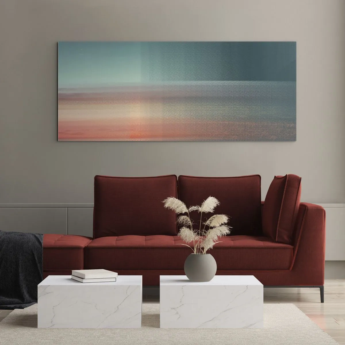 Schilderen op glas - Abstractie: golven van licht - 100x40 cm