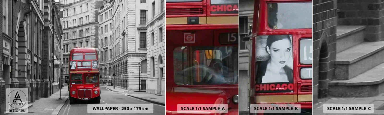 Fotobehang Staaltje Standard Eco - Het dagelijkse leven hoeft niet grijs te zijn - Stad, Londen, Architectuur - 100x30 cm