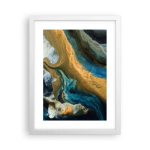Poster in een witte lijst - Blauw - geel - wederzijdse invloeden - 30x40 cm