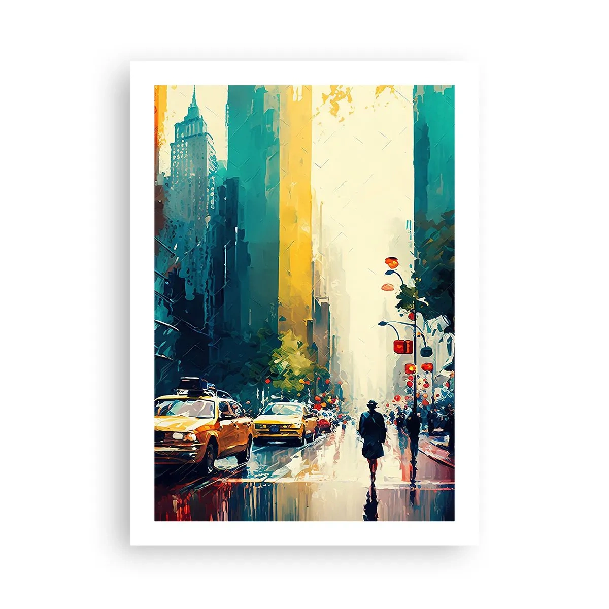 Poster - New York – zelfs de regen is hier kleurrijk - 50x70 cm