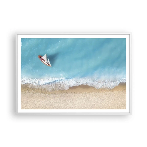 Poster in een witte lijst - Op de grens van blauw en goud - 100x70 cm