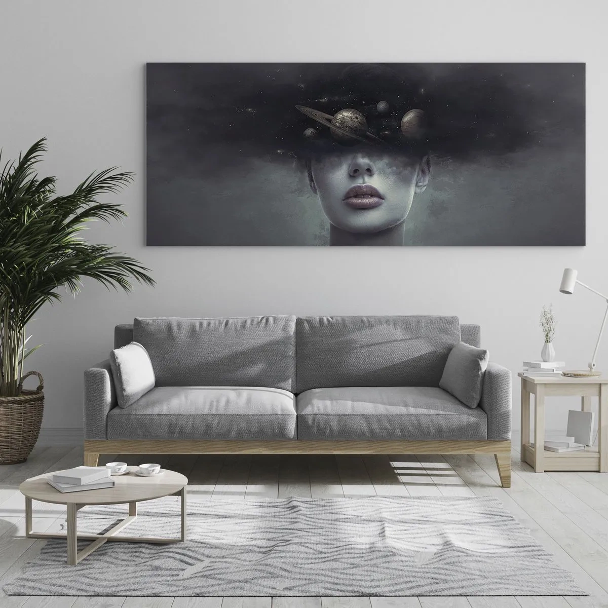 Schilderen op glas - En de planeten worden gek... - 140x50 cm