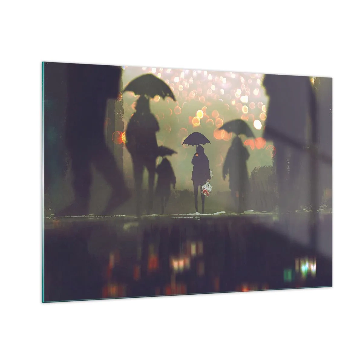 Schilderen op glas - Vanuit het perspectief van een regendruppel - 100x70 cm