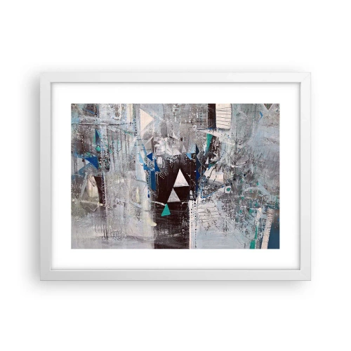 Poster in een witte lijst - Overschrijvende volgorde van driehoeken - 40x30 cm