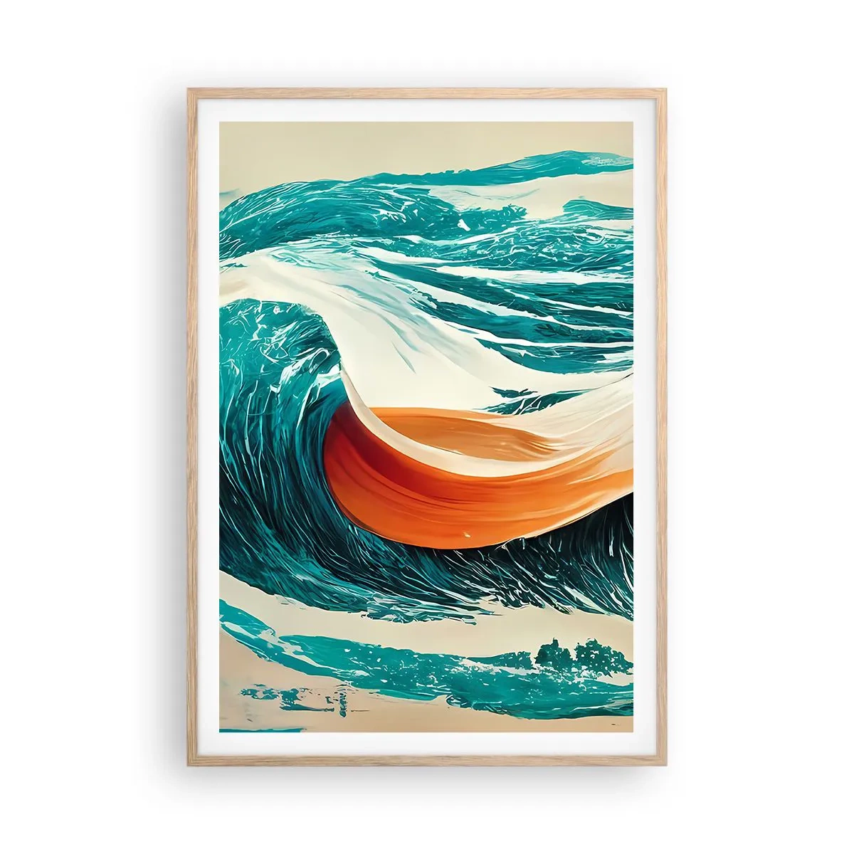 Een poster in een licht eiken lijst - De droom van elke surfer - 70x100 cm
