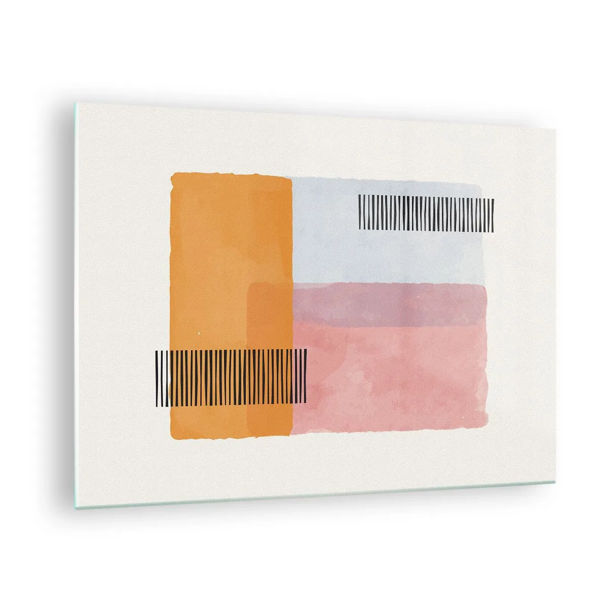 Schilderen op glas - Abstracte rechthoeken met lijnen in een minimalistische stijl - 70x50cm - Van hoek tot hoek - Moderne wanddecoratie voor woonkamer en slaapkamer ARTTOR