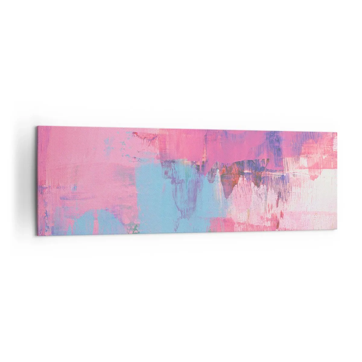Schilderen op canvas - Roze, blauw en een vleugje licht - 160x50 cm