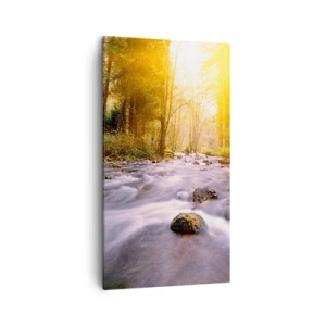 Schilderen op canvas - Malachiet in een zilveren en gouden lijst - 45x80 cm