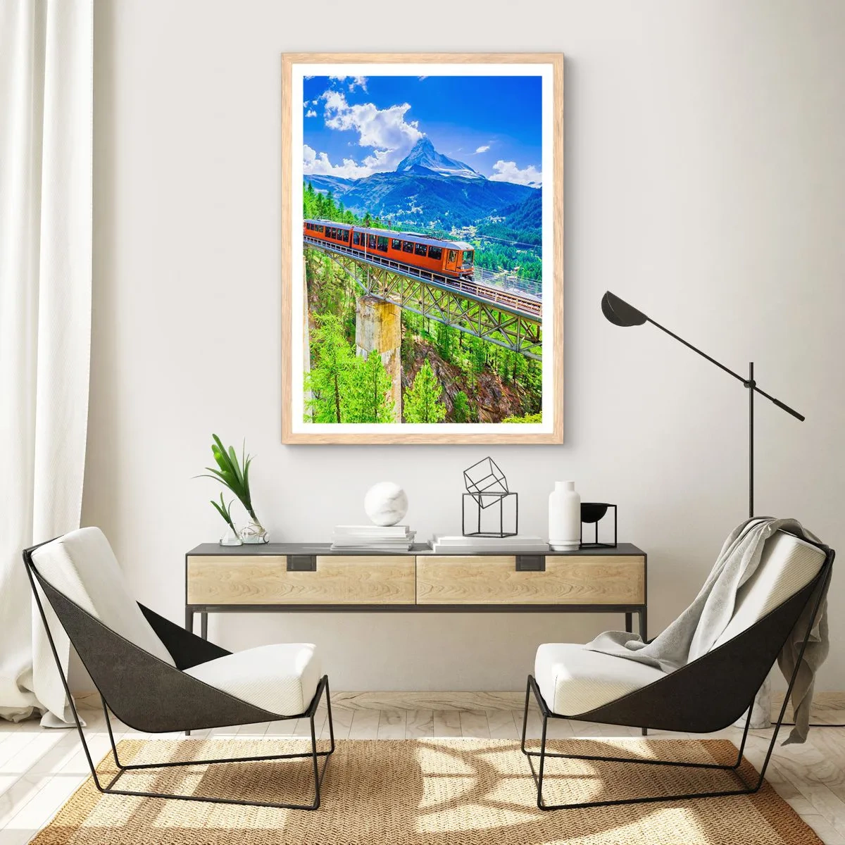 Een poster in een licht eiken lijst - Het is tijd voor de Alpen - 70x100 cm
