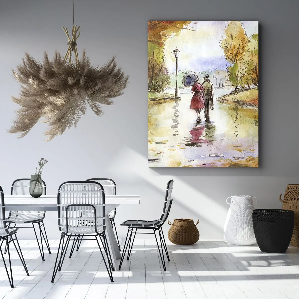 Schilderen op canvas - Romantische herfst in het park - 70x100 cm