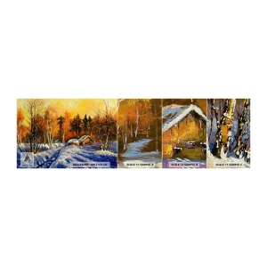 Fotobehang Monster Premium Canvas - Winter impressie in de zon - Landschap, Winter, Berghuisje - 100x30 cm