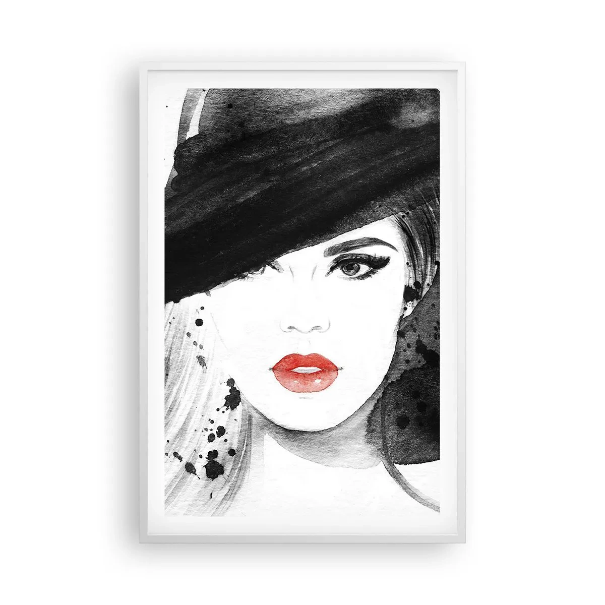 Poster in een witte lijst - Vrouw in het zwart - 61x91 cm