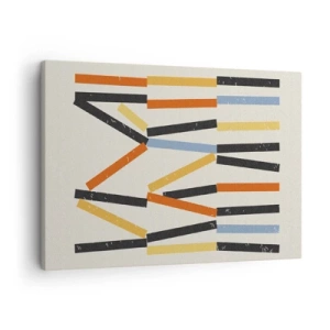 Schilderen op canvas - Abstracte compositie met gekleurde en zwarte rechthoeken in een horizontale opstelling - 70x50cm - Compositie op goed niveau - Moderne wanddecoratie voor woonkamer en slaapkamer ARTTOR