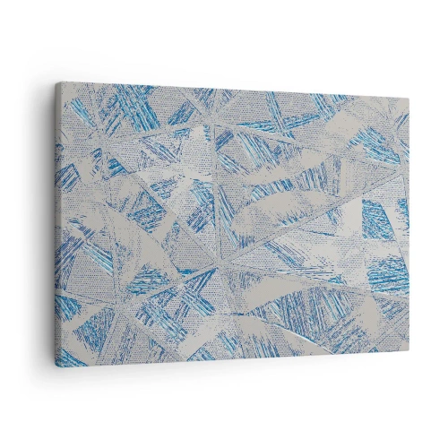 Schilderen op canvas - Geometrische patronen in tinten blauw en grijs - 70x50cm - In een blauwgrijs labyrint - Moderne wanddecoratie voor woonkamer en slaapkamer ARTTOR