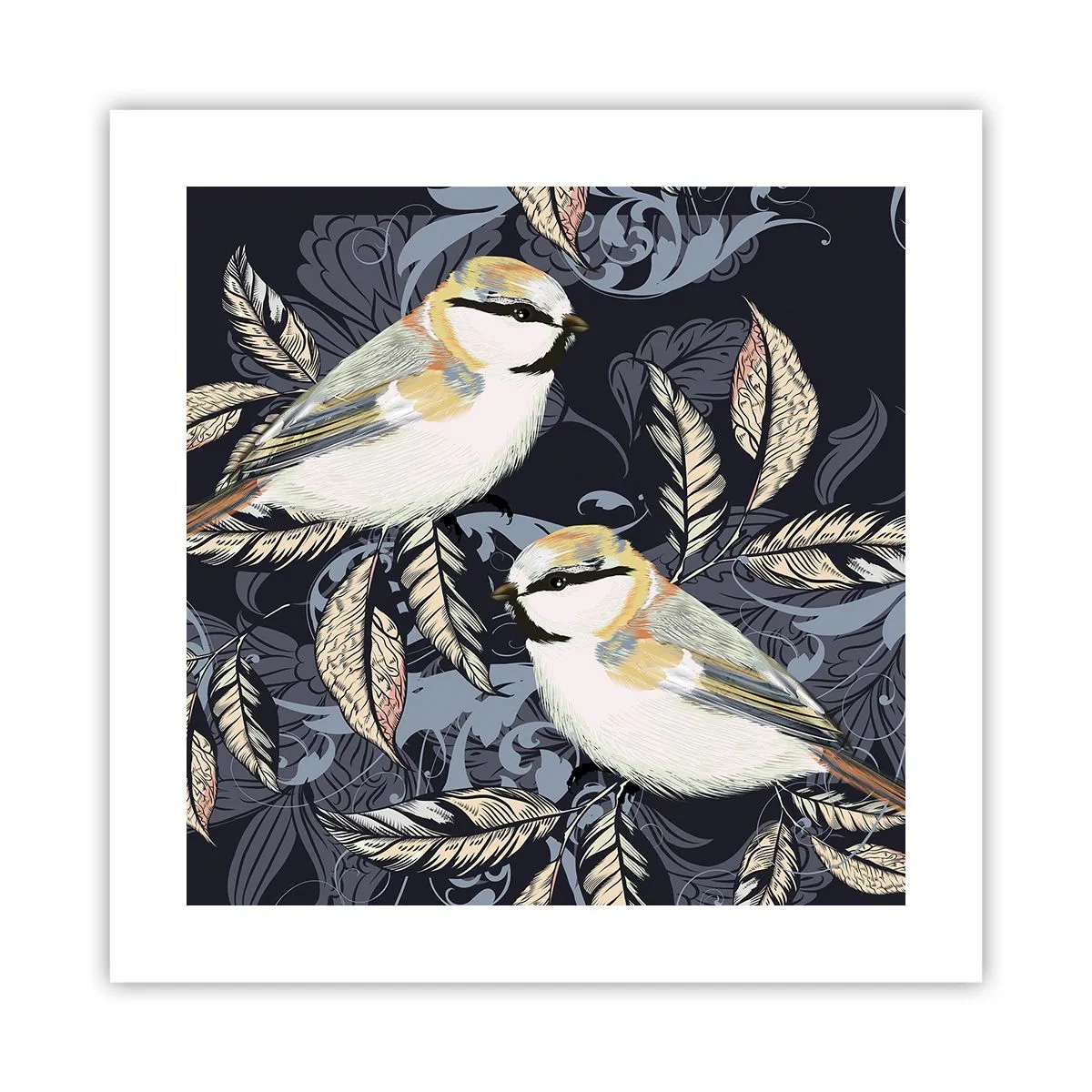 Poster - Geel-blauwe triller - 40x40 cm