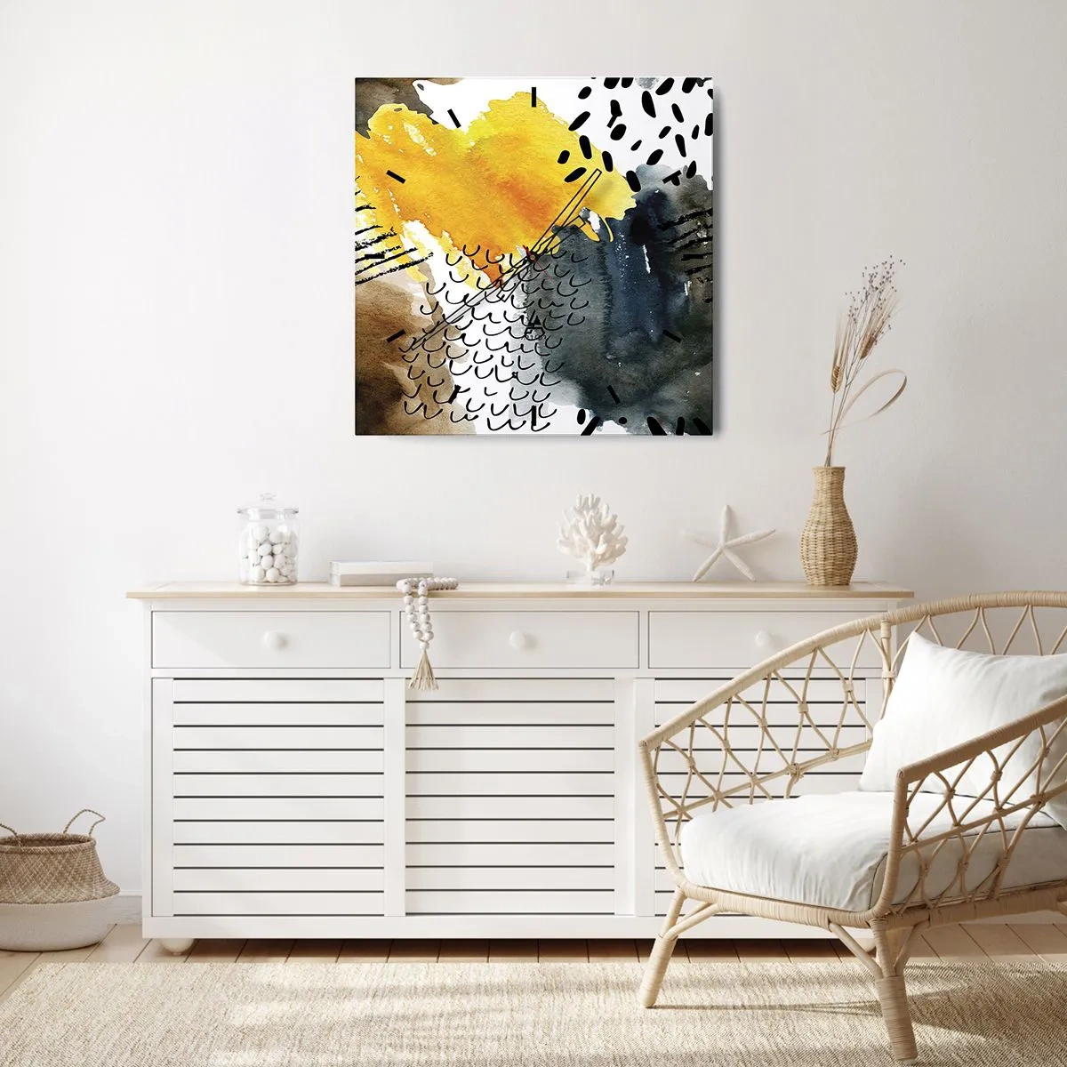 Wandklok - Klok - Een ontmoeting van de elementen - 30x30 cm