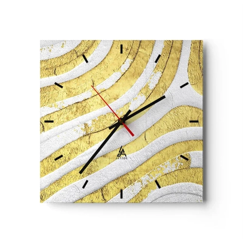 Wandklok - Klok - Compositie in wit en goud - 30x30 cm