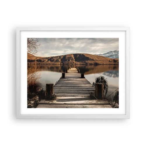 Poster in een witte lijst - Landschap in stilte - 50x40 cm