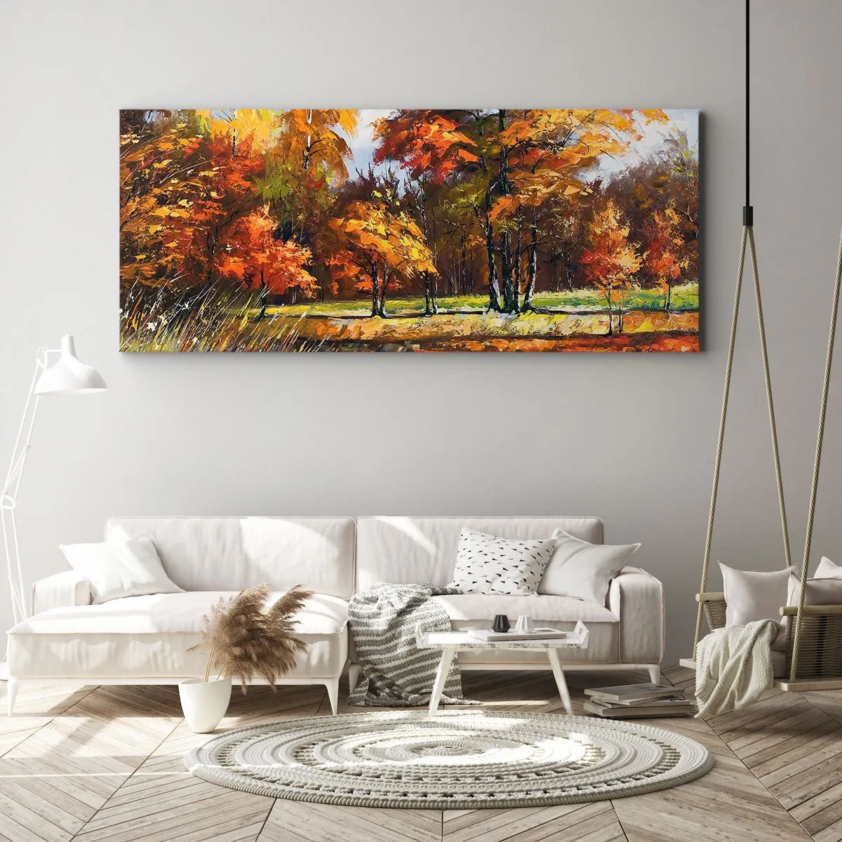 Schilderen op canvas - Landschap in goud en brons - 160x50 cm