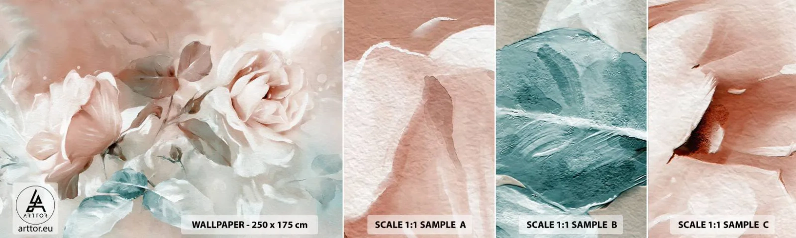 Fotobehang Monster Zelfklevend Deluxe Sticker - De geest van de romantiek - Bloemen, Romantisch, Rozen - 100x30 cm