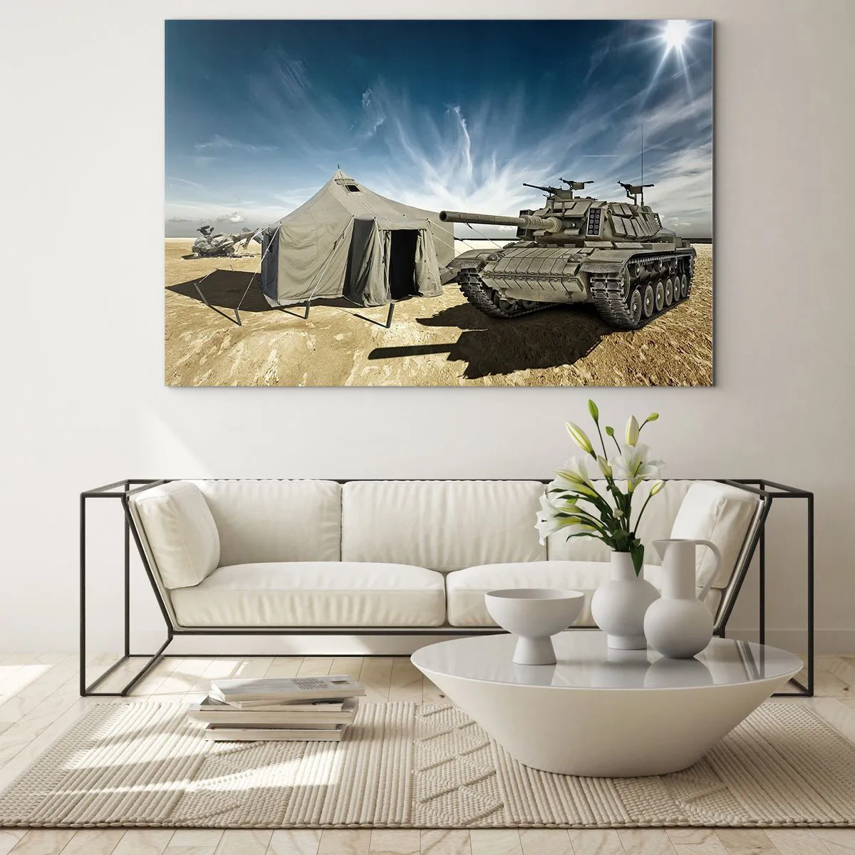 Schilderen op glas - Een militaire droom - 120x80 cm