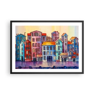 Poster in een zwarte lijst - Een stad als uit een sprookje - 70x50 cm