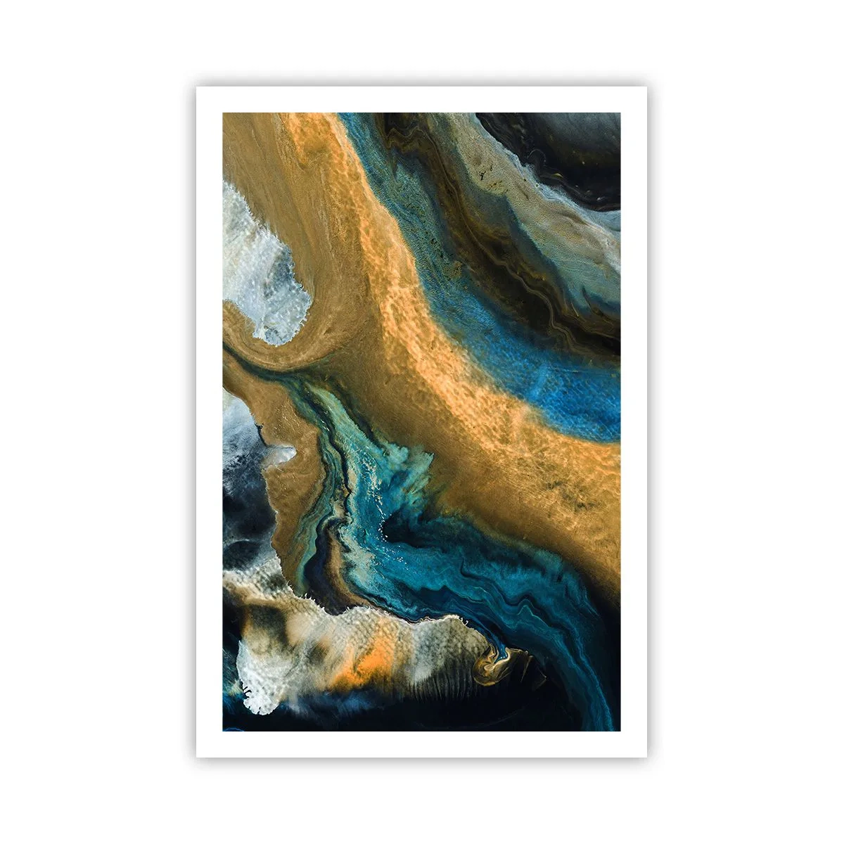 Poster - Blauw - geel - wederzijdse invloeden - 61x91 cm