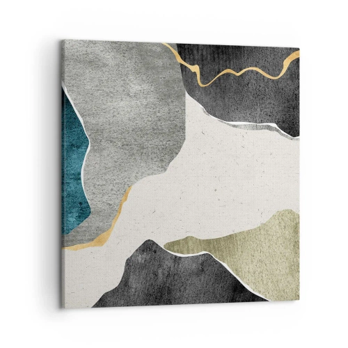Schilderen op canvas - Mozaïekcompositie met gouddraad - 50x50 cm