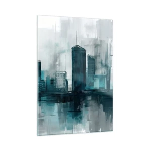 Schilderen op glas - Een stad in de kleur van regen - 50x70 cm