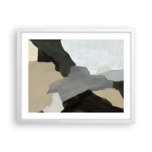 Poster in een witte lijst - Abstractie: het kruispunt van grijs - 50x40 cm