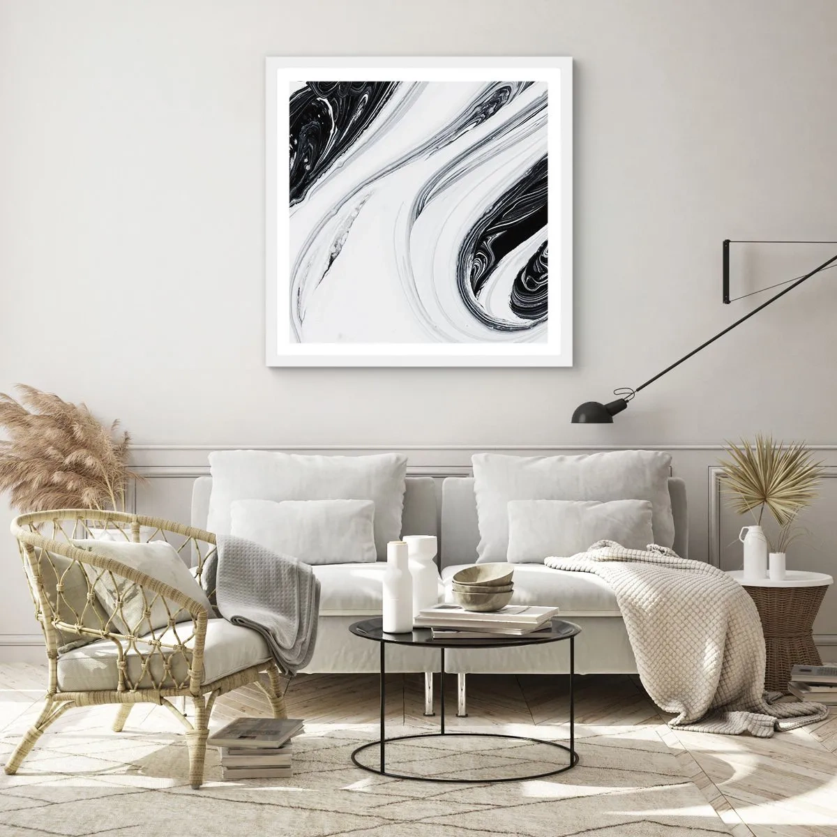 Poster in een witte lijst - Een combinatie van tegenstellingen - 60x60 cm