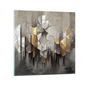 Schilderen op glas - Compositie van ijs en licht - 50x50 cm