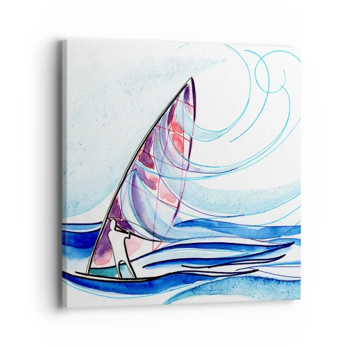 Schilderen op canvas - Met de wind op het ritme van de golven - 40x40 cm