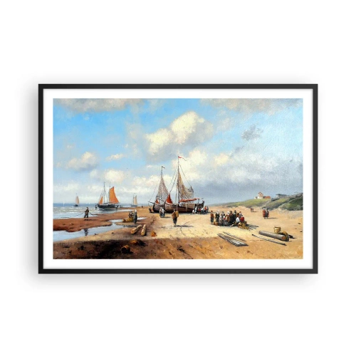 Poster in een zwarte lijst - Na een geslaagde vangst - 91x61 cm