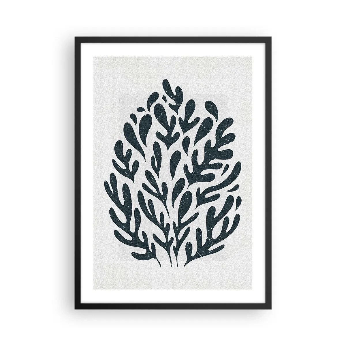 Poster in een zwarte lijst - Zwarte plantencompositie op een lichte achtergrond - 50x70cm - Vormen van de natuur - Moderne wanddecoratie voor woonkamer en slaapkamer ARTTOR